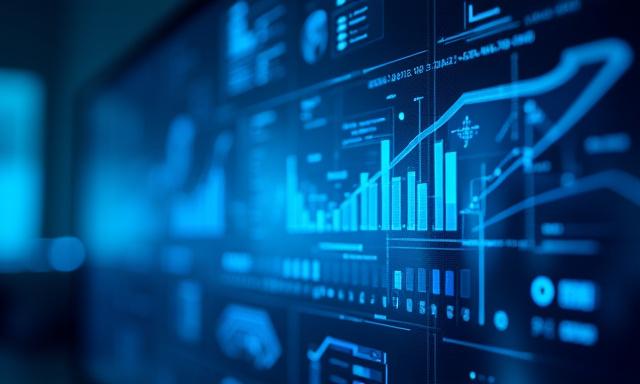 Data visualization with charts and graphs, representing AI and predictive analytics